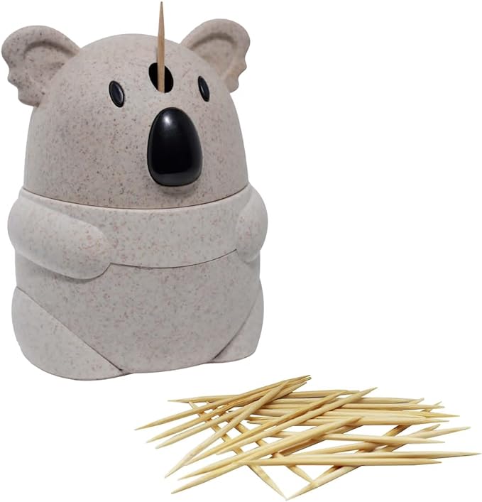 Toothpicks in a koala shaped container.