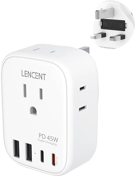 Portable Lencent PD-50W USB travel charger featuring 2 USB ports for versatility.